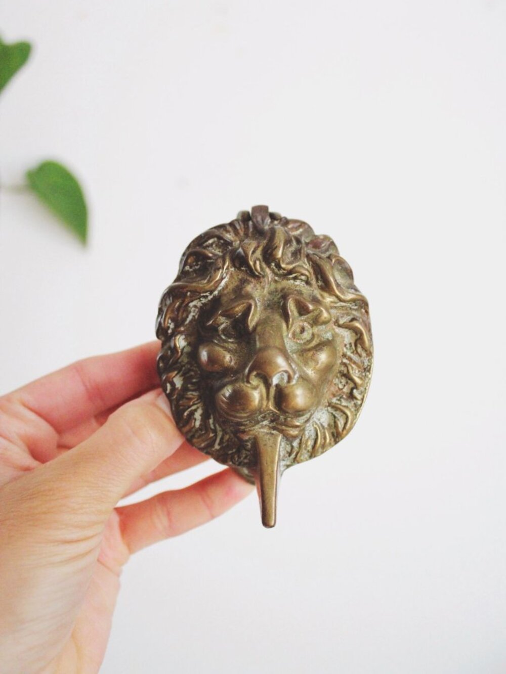 Vintage Solid Brass Lion Head Door Knocker Bronze Georgian Victorian